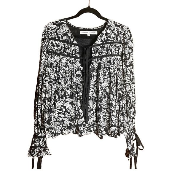 Rebecca Minkoff Black and White Blouse Size Small S 📦 - Picture 1 of 9
